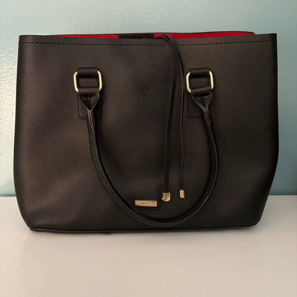 Aldo Black and Red Frenarien Satchel Bag